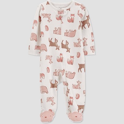 Carter's Just One You®️ Baby Girls' Wild Footed Pajama - Cream Newborn