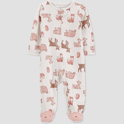 Image of Carter's Just One You®️ Baby Girls' Wild Footed Pajama - Cream Newborn