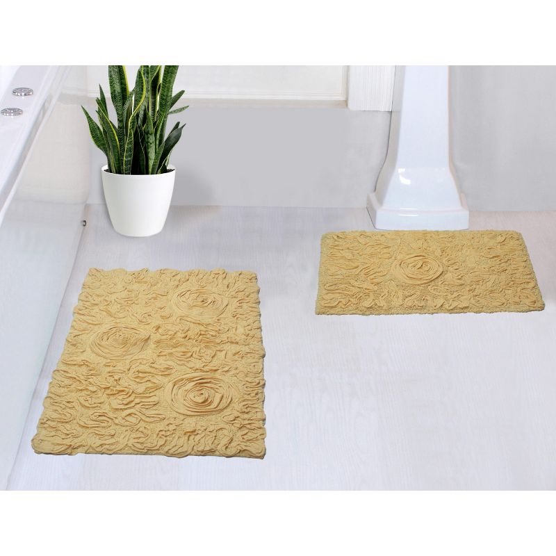 Bell Flower Collection Cotton Floral Pattern Tufted Bath Rug Set Pack of 2 - Home Weavers, 1 of 5