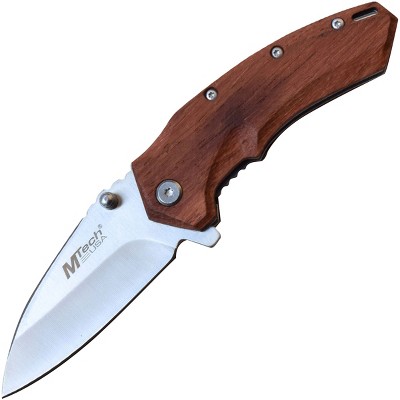 MTech USA Linerlock Spring Assisted Folding Knife, Brown Wood Handle, MT-A1158BR