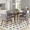 5 PCS Mid-Century Modern Dining Set,  Dining Table with Rectangular Faux Wood Top, 4 Upholstered Rubber Wood Chairs with Cushions-Coolbibila - 3 of 4