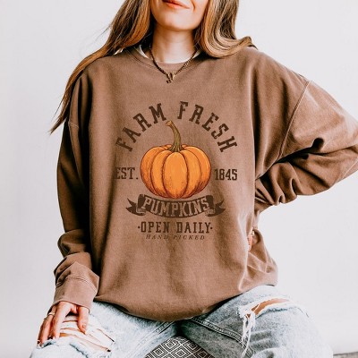 Simply Sage Market Women's Lightweight Garment Dyed Graphic Sweatshirt Farm Fresh Open Daily