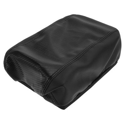 X AUTOHAUX Microfiber Leather Center Console Lid Cover Armrest Cover Pad Black 1 Pc