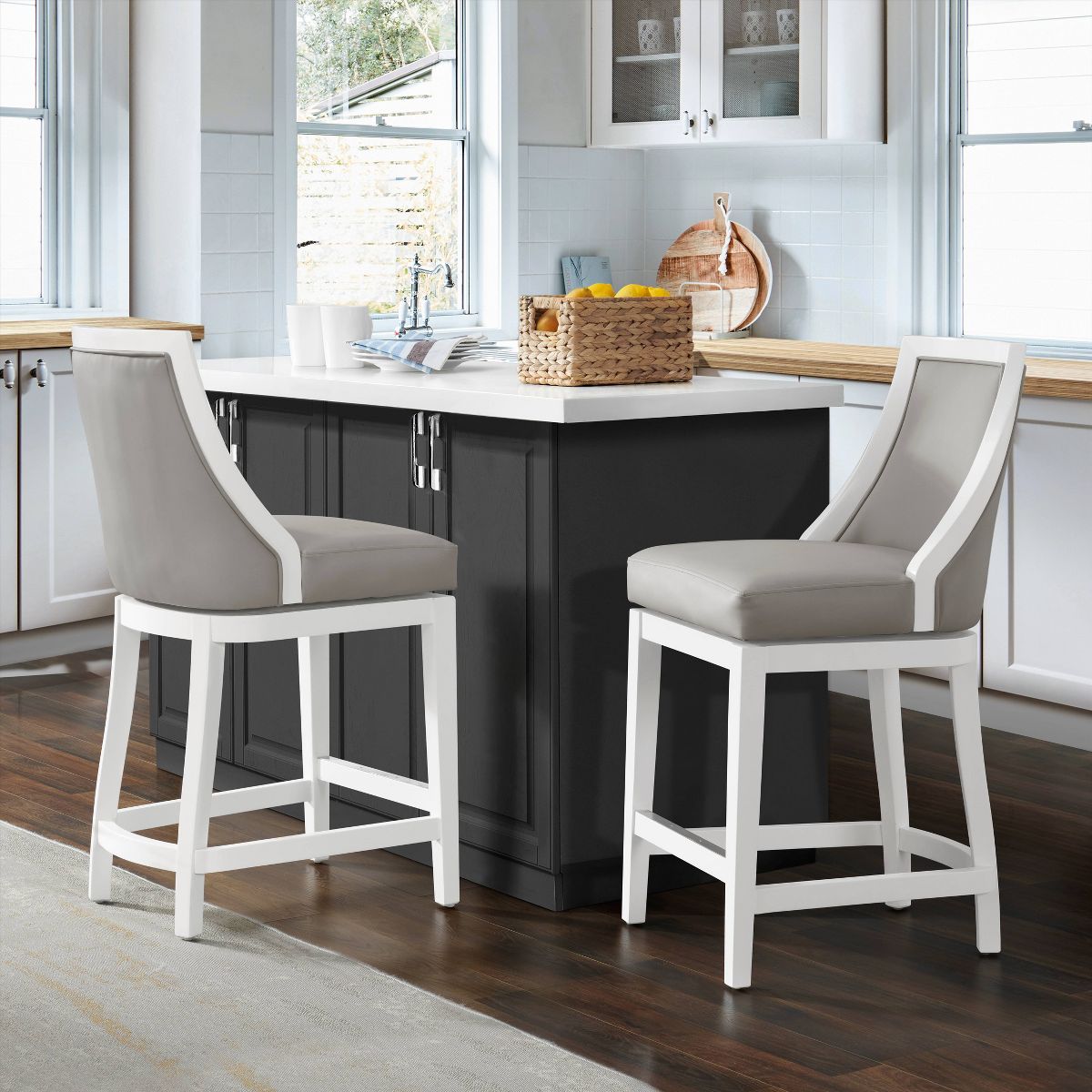 Set of 2 Ellie Counter Height Barstools with Back - Alaterre Furniture - thumbnail 2