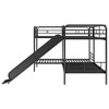 XIYUYEU Twin Size Bunk Bed L-Shaped Metal Quadruple Bed Frame with Slide and Ladder, Black - 4 of 4