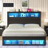 AMERLIFE Bed Frame with Bookcase Storage Headboard, LED Light and Charging Station - 2 of 3