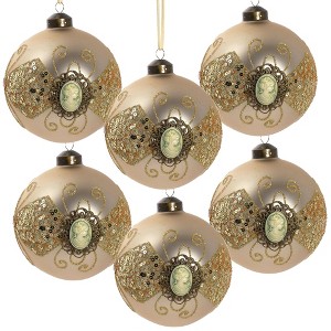 TopComfy Decorative Object Glass Christmas Ball Ornaments Set of 6 for Modern Holiday Tree Decor, Gold, 3.9"*3.9"*3.9" - 1 of 4
