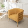SEYNAR Mid-Century Modern Velvet Accent Chair, Gold Finish Barrel Chair for Living Room - 3 of 4