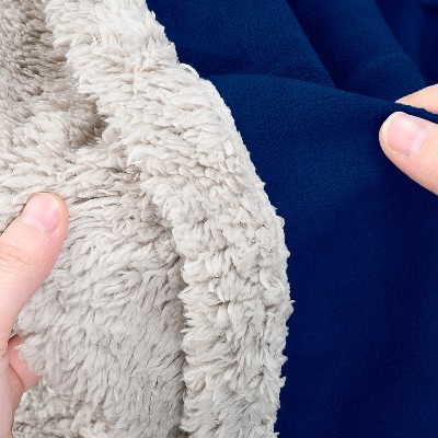 Navy Waterproof Reversible Pet Blanket with Sherpa Fleece