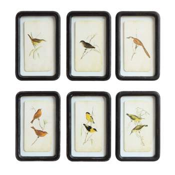 7" x 11" (Set of 6) Designs Framed Wood Decorative Floating Bird Art - 3R Studios
