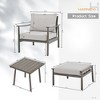 HAPPATIO Aluminum Outdoor Furniture Set,5 Pieces Patio Furniture Set, 1 Side Table, 2 Armchairs and 2 Ottomans with Cushion for Yard Deck Poolside - 3 of 4