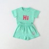 MyKids-Usa Baby Smiley & Slogan Print Tops Combo Shorts Sets - 2 of 4