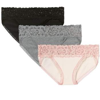 Felina Women's Stretchy Lace Trimmed Bikini Underwear - Sexy Underwear For  Women, Bikini Panties, Seamless Panties (5-pack) (pastel Skies, L/xl) :  Target