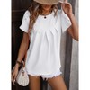 Womens Casual Tops Yoke Front Pleated Shirts with Flutter Sleeve Back Keyhole Short Sleeve Blouse Summer Tops - 3 of 4