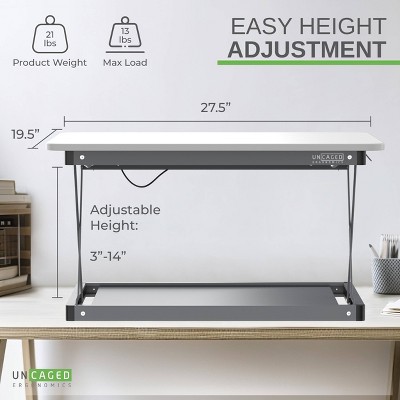Elevate 27.5" White Steel Adjustable Standing Desk Converter