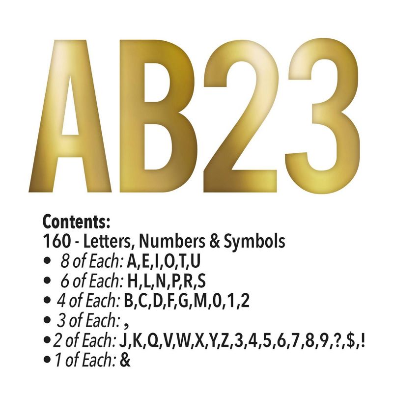 ArtSkills 160ct Peel &#38; Stick Foil Letters/Numbers/Symbols - Gold Metallic, 3 of 4