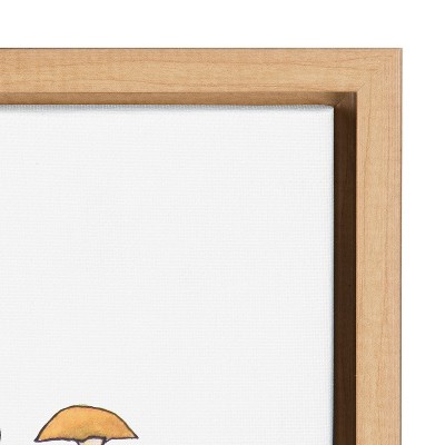 Natural Framed Canvas Wall Art with Mushrooms, 18x24