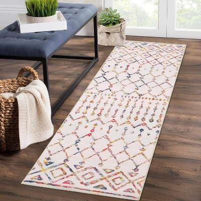 Washable Area Rugs Rug for Living Room Bedroom Farmhouse, Geometric Neutral Rug Low Pile Non-Slip Soft Stain-Resistant Carpet