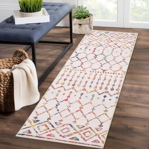 Washable Area Rugs Rug for Living Room Bedroom Farmhouse, Geometric Neutral Rug Low Pile Non-Slip Soft Stain-Resistant Carpet - 1 of 4