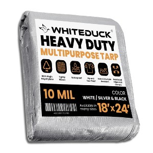 WHITE DUCK 6 oz Poly Tarpaulin Heavy-Duty Waterproof All-Weather Tarp for Construction, Farm, Commercial or Outdoor Use with Brass Eyelets - 1 of 4