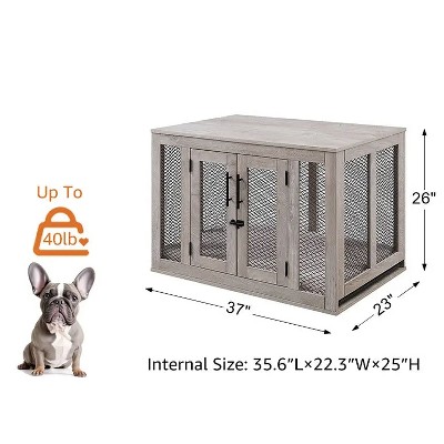 unipaws Wooden Dog Crate with Cushion & Tray
