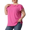 Agnes Orinda Women's Plus Size Elegant Flutter Short Sleeve Boat Lapel Slipt Chiffon Blouse - 2 of 4