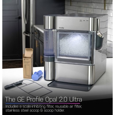 GE Appliances Opal 2.0 Ultra Nugget Ice Maker with Side Tank and Scale Inhibiting Filter Stainless Steel