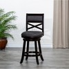 Hardwood X-Back Counter Height Swivel Stool with Upholstered Seat and Metal Footrest Plates for Living Room - 3 of 4