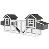 PawHut 124" Dual Chicken Coop, Wooden Large Chicken House, or Rabbit Hutch, Hen Poultry Cage Backyard with Outdoor Ramps and Nesting Boxes - 4 of 4