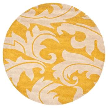Gold/Ivory Solid Loomed Round Area Rug - (6' Round) - Safavieh