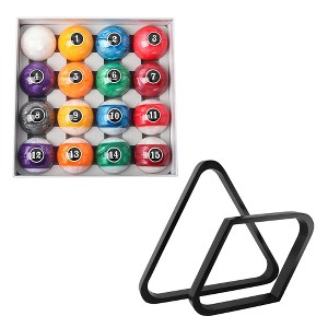 GSE Billiard Balls and Racks Set, 8-Ball Triangle & 9-Ball Diamond Pool Ball Racks with 2-1/4" Standard Pool Balls (Several Colors Available) - 1 of 4
