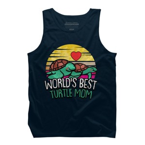 Men's Design By Humans World's Best Turtle Mom Retro Stripes By animalshop Tank Top - 1 of 2