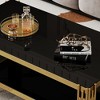 Top and Bottom Double Layer Tempered Glass Coffee Table and Mirror Finished Stainless Steel Frame - 4 of 4