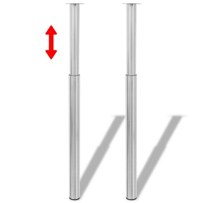 vidaXL 2 x Adjustable Brushed Nickel Telescopic Table Legs 710mm-1100mm
