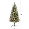 Nearly Natural 5-ft Frosted Swiss Pine Artificial Christmas Tree with 200 Clear LED Lights and Berries - 2 of 4