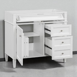 36'' Bathroom Vanity Cabinet Only, Modern Blue Storage Cabinet with 3 Drawers, Door Organizer & Adjustable Shelf - 1 of 4