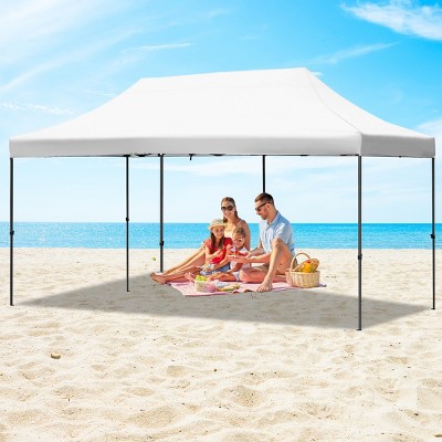 10x20 FT Heavy-Duty Pop-Up Canopy Tent with 6 Sidewalls, UV Protection, Waterproof, Adjustable Height, Wheeled Bag for Outdoor Events-Coolbibila