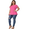 Agnes Orinda Women's Plus Size Round Neck Hollow Lace Panel Short Sleeve Casual Summer Blouses - 3 of 4