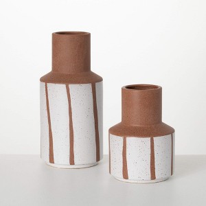 Sullivans 13" & 9" Modern Ceramic Bottle Vase Set of 2 - 1 of 3