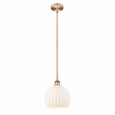 White Venetian - 1 Light Stem Hung Mini Pendant In Modern Style-11.25 Inches Tall and 10 Inches Wide