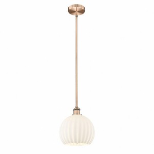 White Venetian - 1 Light Stem Hung Mini Pendant In Modern Style-11.25 Inches Tall and 10 Inches Wide - 1 of 1