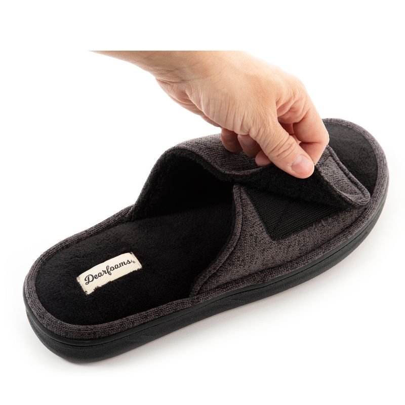 Dearfoams Men's Chase Marled Knit Adjustable Strap Slide Memory Foam Slipper, 4 of 6