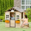 Outsunny Wooden Playhouse for Kids, Adventures Cottage, with Working Door, Windows, Bench, Service Station, Flowers Pot Holder, for 3-7 Years Old - 3 of 4