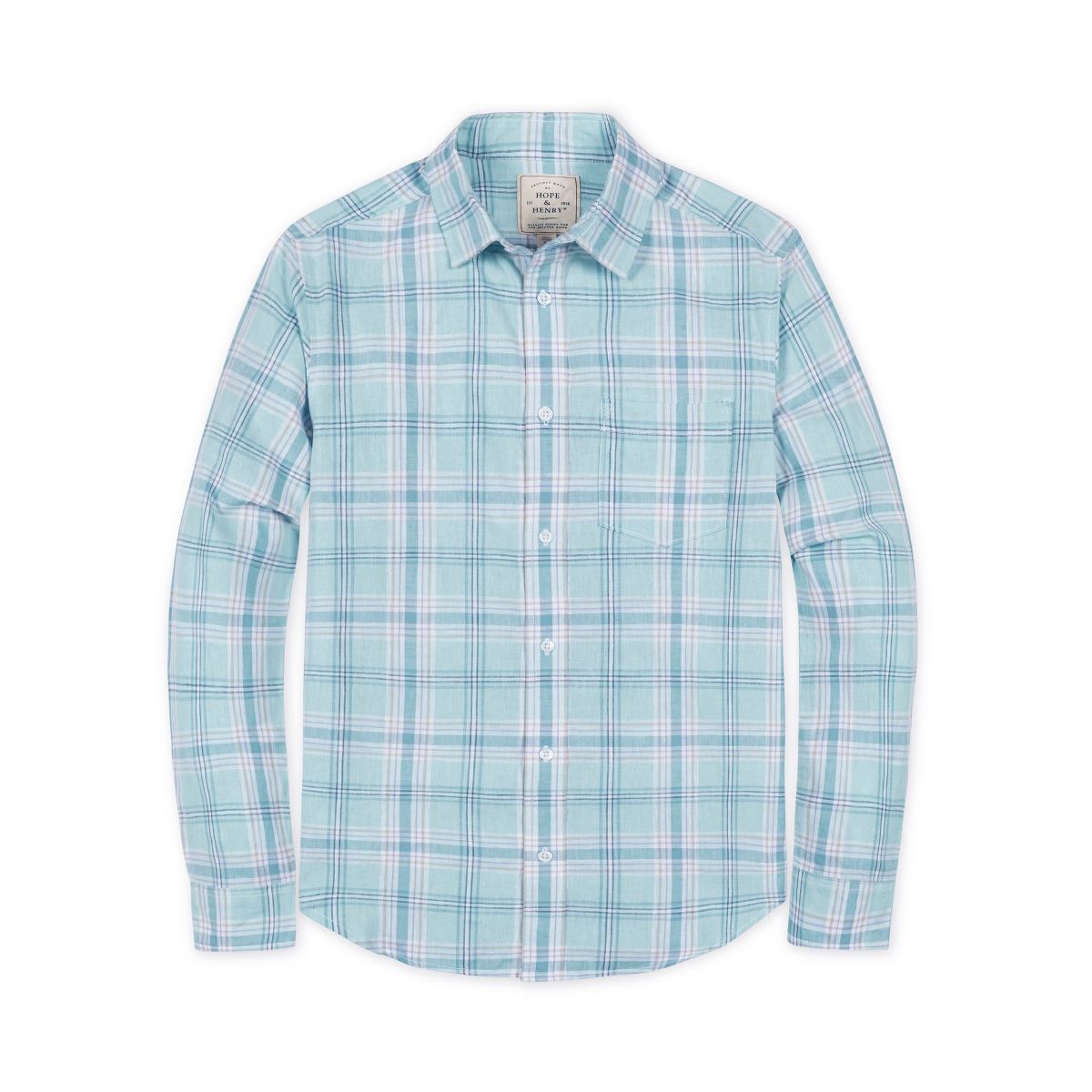 Hope & Henry Mens' Linen Long Sleeve Button Down Shirt