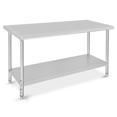 Stainless Steel Kitchen Cart, 72 x 30 x 35 inches Prep Table with Table Foot and Adjustable Shelf