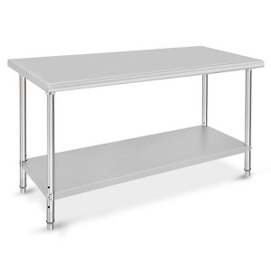 Stainless Steel Kitchen Cart, 72 x 30 x 35 inches Prep Table with Table Foot and Adjustable Shelf - 1 of 4