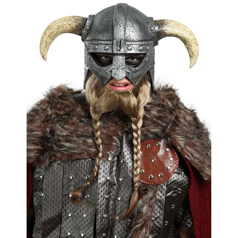 HalloweenCostumes.com   Men  Adult Viking Warrior Mask, Gray/Natural, 2 of 4