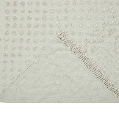 Sage Cotton Queen Bedspread with Textured Accents