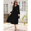 Womens Fall Dress Long Sleeve Ruffle V Neck Dress Elastic Waist Maternity Friendly Maxi Dress S-2XL - 3 of 4