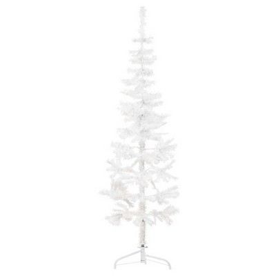 Artificial Half Christmas Tree White PVC, steel Slim